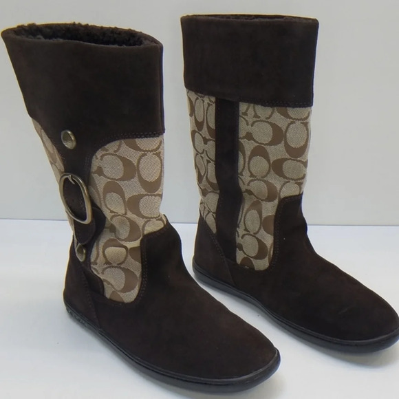 Coach Meyer Women's Signature  Brown Boots, Sz 6B - Picture 2 of 5